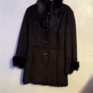 Mixit Elegant Black Teddy Jacket with Fur Accents